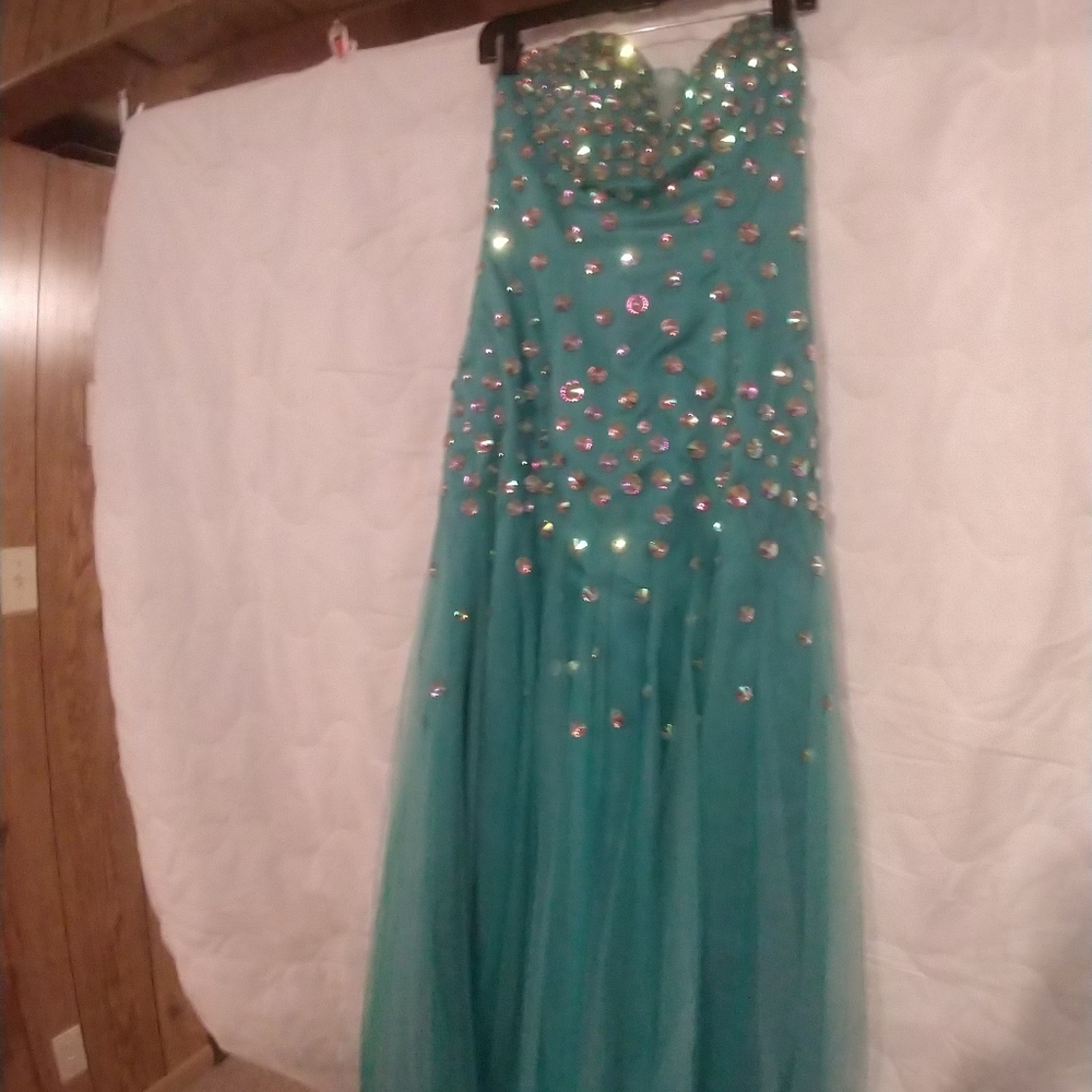 Turquoise Prom Dress - Picture 2 of 3
